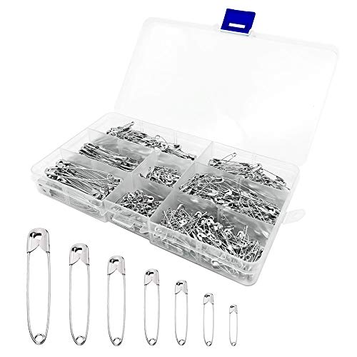500PCS Safety Pin Set, Large afety Pin There are 7 Kinds of Classification Size 19mm-55mm, and Durable Metal Pins, Can be Used for Office, Home, Clothes Cloth Arts DIY Handbags Jewelry