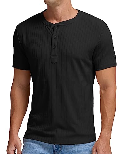 Askdeer Men's Henley Shirts Short Sleeve Classic Slim Fit Casual T-Shirt2
