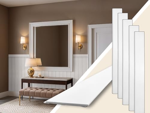 Paneles de pared estilo casa de campo – Boiserie de revestimiento de pared de poliestireno duro (PS), blanco – montaje sencillo con adhesivo, ideal para revestimiento de pared inglesa/decoración de