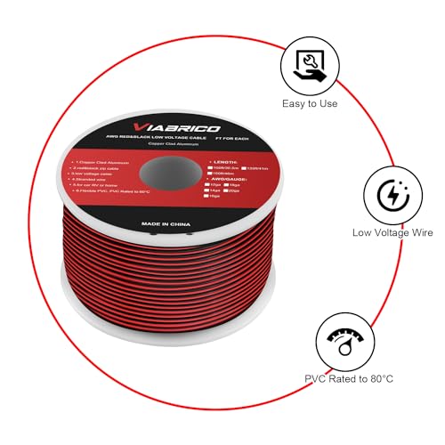 VIABRICO 18AWG 50FT Electrical Wire 2 Conductors Red Black for LED Lighting Strips Flexible Extension Cord 18 Gauge Copper Clad Aluminum Wire 12V/24V DC - Image 3