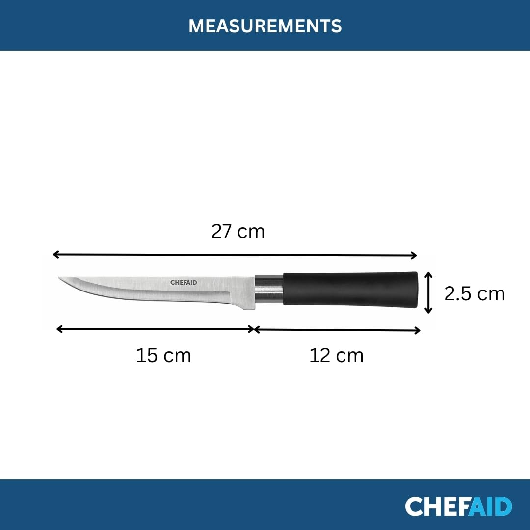 Chef Aid 20cm / 8 Inch Stainless Steel Filleting and Boning Knife, Sharp Carbon Steel Blade with Ergonomic Soft Grip Handle for Ease of use, Perfect for Trimming Meat and Fish