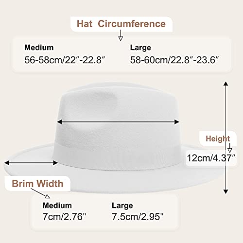 Image of KUJUHA Fedora Hats for Mens /Womens Felt FedoraHats Two Tone Wide Brim Fedora Hats Rancher Hat