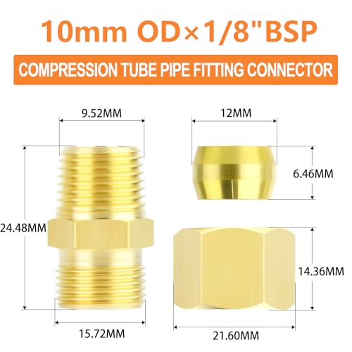 Conector de latón de compresión resistente GO-377 macho 1/8" x 10mm robusto para fluidos 3