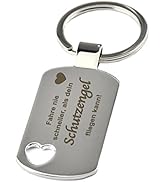 GESCHENKE-FABRIK Schlüsselanhänger mit Herzausschnitt & Gravur 'Fahre nie schneller als dein Schu...