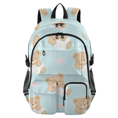 Mochila de viaje para universidad y oficina con oso marrón juvenil
