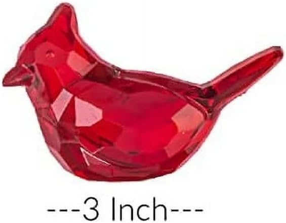 3 Pcs Acrylic Cardinal Figurine Home Decor Glass Red Bird Statue for Illuminated Display Home Décor Accents (Red) - Image 2