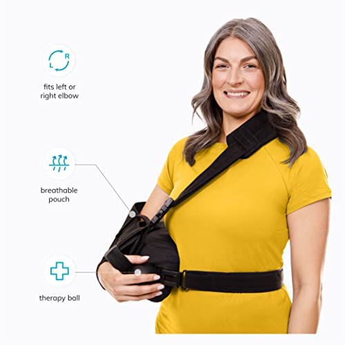 Image of BraceAbility Abduction Shoulder Sling - Rotator Cuff Immobilizer Brace with Padded Relief Support Wedge and Ball for Right or Left Arm Pain From Post-Surgery or Tear Recovery and Subluxation (Medium)