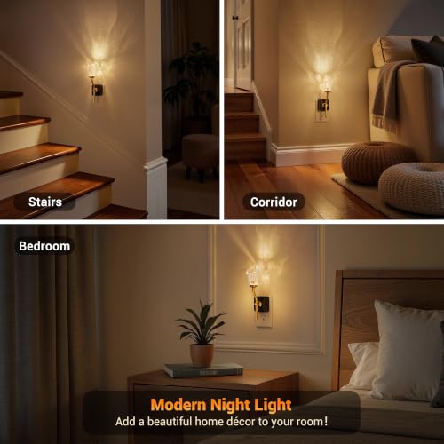 Image of JandCase Night Light, Night Lights Plug into Wall, Glass Flower Nightlight