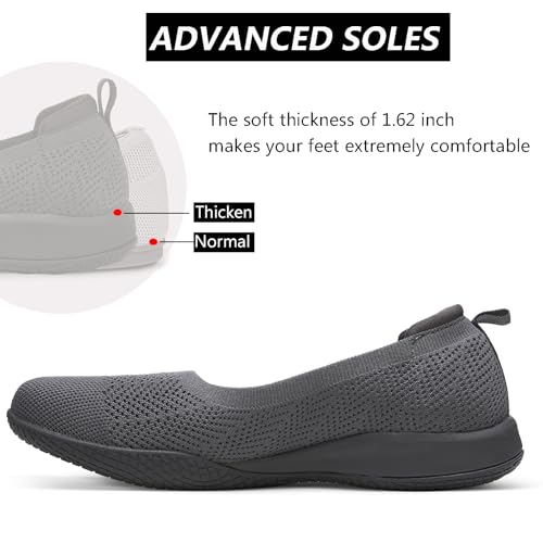 Image of LEDINEY Women's Flats Slip On Go Walk Shoes for Women Comfortable Walking Sneakers Knit Low Wedge Dressy Ballet Shoes Zapatos para Mujer