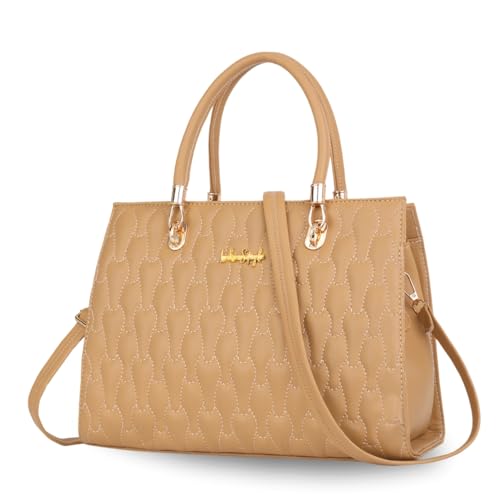 Image of LIKE STYLE Quilted PU Rexine Handbag with Detachable Sling Strap