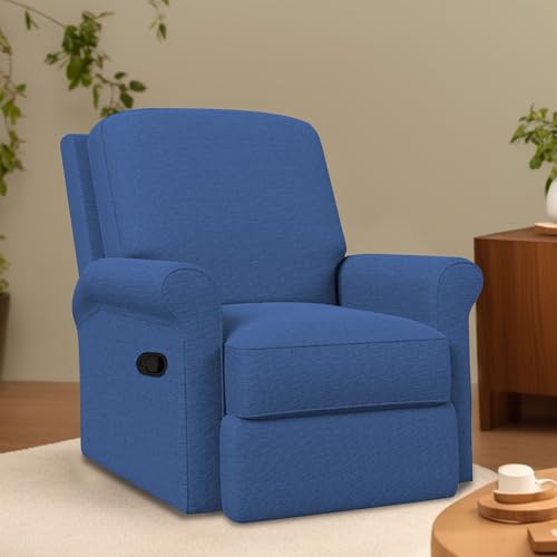 Image of CASALIVING Mersin Comfy Fabric Single Seater Recliner Chair, Recliner Sofa for Relaxing, Recliner Chair for Home Relax (Blue) | Premium Fabric Sofa