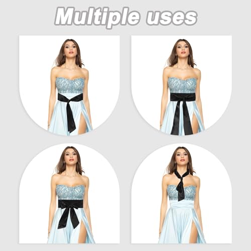 PATIKIL Satin Sash Belt Scarf, Wedding Party Bridal Blank Satin Waist Belts Prom for Graduation Birthday3