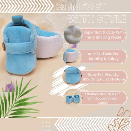 Image of Neska Moda Baby Boys & Baby Girls 6 to 12 Months Velvet Booties