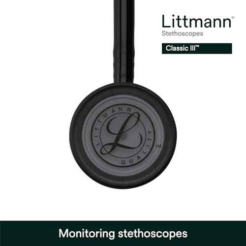 3M Littmann Classic III Monitoring Stethoscope, 5803, More Than 2X as Loud, Weighs Less, Stainless Steel Black-Finish Chestpiece, 27" Black Tube, Stem and Headset - image 4