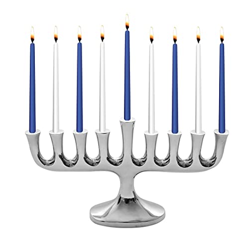 Zion Judaica Stunning New Sleek Designers Menorah with Set of 45 Hanukkah Candles High Polished Candle and Oil Chanukiah Zion Judaica Stunning New Sleek Designers Menorah with Set of 45 Hanukkah Candles High Polished Candle and Oil Chanukiah