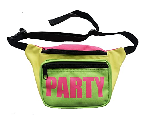Miaiulia 80S Neon Waist Fanny Pack For 80S Costumes,Festival Travel Party (Onesize, Yellow+Fluorescent Green) #TOP3