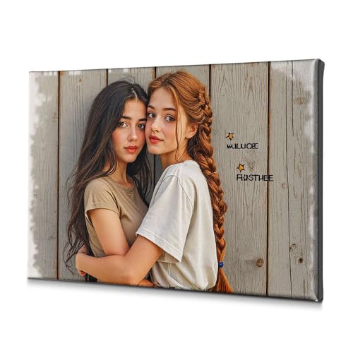 Toile murale de salle de bain 30x40 cm avec cadre en bois motif deux amis