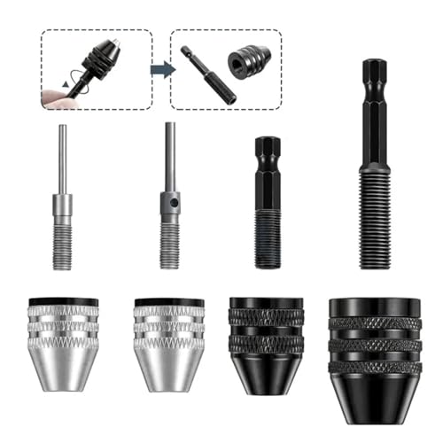 Mandrin à trois mâchoires HEX 0.3-3.6mm noir et adaptateur de tige pour perceuse - 4