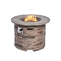 SUNBURY Outdoor Fire Pit Propane Round Fire Pit Table Fire Column, Stonecrest 40,000 BTU Gas Fire Pits for Outside w Lava Rocks, Waterproof Cover, CSA Certified