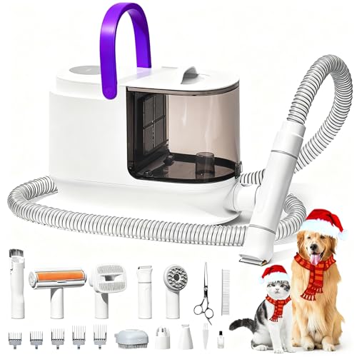 Bunfly Dog Hair Vacuum, Dog Grooming Kit, Pet Grooming Vacuum,13,000kPa Powerful Suction, 99% Hair Removal, 3.5L Capacity, 16 Pet Grooming Tools, Home Cleaning