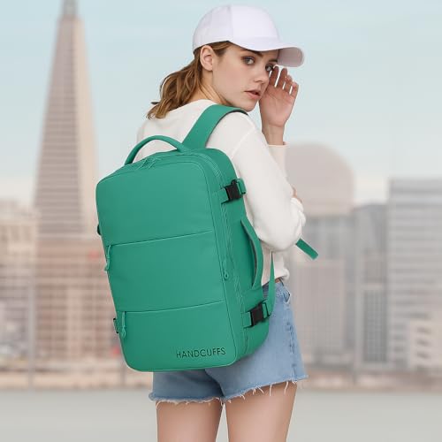 Image of Handcuffs Travel Backpack for Men & Women Water Resistant Cabin Bag with Laptop Compartment Shoe Pouch & Multiple Organiser Pockets | Carry On Luggage | Casual Daypack