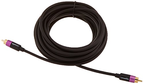 Amazon Basics - RCA Cable para subwoofer, 7.62 m, Negro