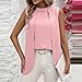 Women's Asymmetrical Hem Sleeveless Blouse Mock Neck Office Work Shirts Top Summer Fashion Going Out Tops Pink
