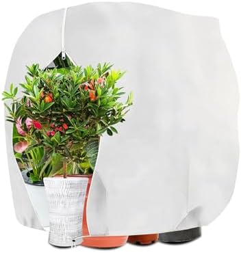 Kimgull 1 Stück Winterschutz für Pflanzen Frostschutz Schutzhülle Winterschutz Kübelpflanzensack mit Zugband, Wiederverwendbar Winter Pflanzenschutzsack Atmungsaktiv Reißfest 160x1