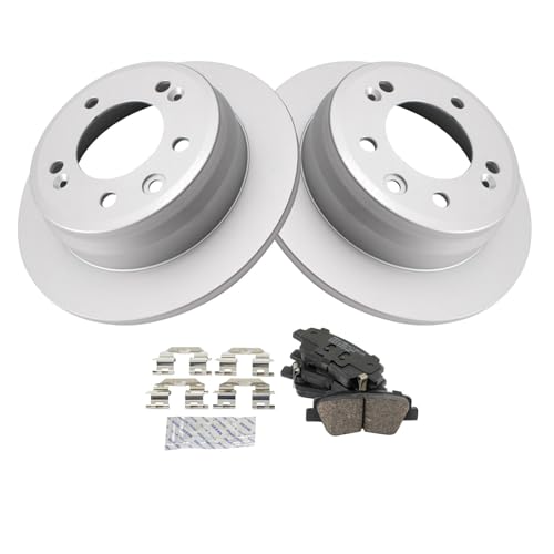 Image of TRQ Rear Brake Pad and Rotor Set Ceramic Coated Rotors Compatible with 2016 Kia Sportage Front Wheel Drive Rear with Manual Parking Brake