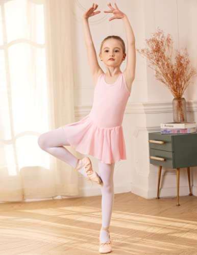 Image of Arshiner Kid Girls Hollow Back Ballet Leotard with Skirt Sleeveless Dance Dresses