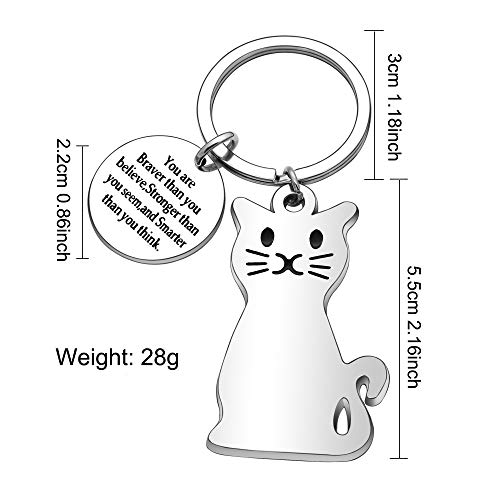 Jjia Inspirational Gifts, Cat Keychain Keyring Keyfob Key Ring Car Keyring For Women Men, Silver, Large #TOP1