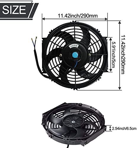 Universal 15 Row Radiator Remote Transmission Oil Cooler Aluminum with 10\" Black Cooling Fan w/Kit Electric Radiator Cooling 12V 80W Mount Kit