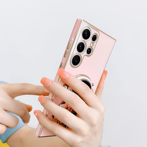 Image of for Samsung Galaxy S24 Ultra 5G Case Cute 3D Astronaut Stand Design Camera Protection Shockproof Soft Back Cover (Pink)