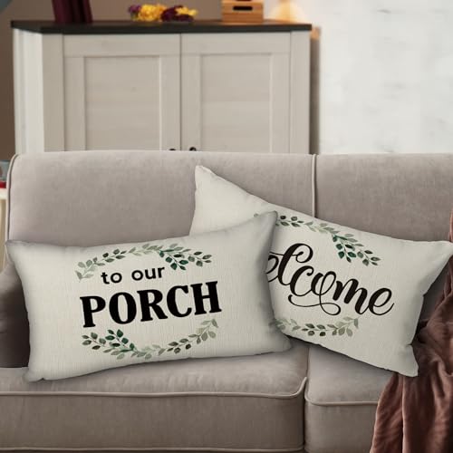 Welcometoourporchlinenthrowpillowcase20x12inchsetof2farmhouseporchbenchgiftwelcomelumbardecorativeporchdecorcushioncoverforsofacouchbed  Urban Country Home Decor Welcome to our porch linen throw pillow case 20 x 12 inch set of 2 farmhouse porch bench giftwelcome lumbar decorative porch decor cushion cover for sofa couch bed  urban country home decor
