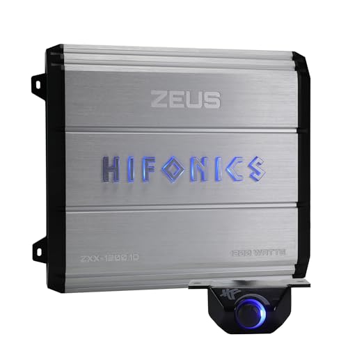 Hifonics Zeus ZXX 1200 Watt Max Class D Monoblock Car Audio Amplifier Amp with Bass Knob and Remote, Variable Crossovers, ZXX-1200.1D, Silver