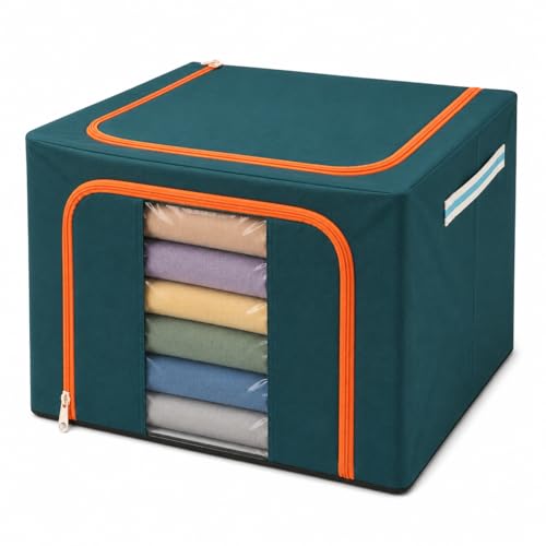Image of DecorTwist Cloth Storage Organiser Box with Zipper Window | Foldable Wardrobe Storage | Dustproof & Stackable Style 15 (Style 6, Pack of 1)