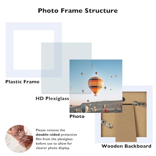 Image of JCJMY 4x4 Picture Frame White for Wall Hanging or Tabletop, Wall Mounting Horizontally or Vertically, 4 x 4 Wall Gallery Poster Photo Frame with Shatter Resistant Plexiglass, White