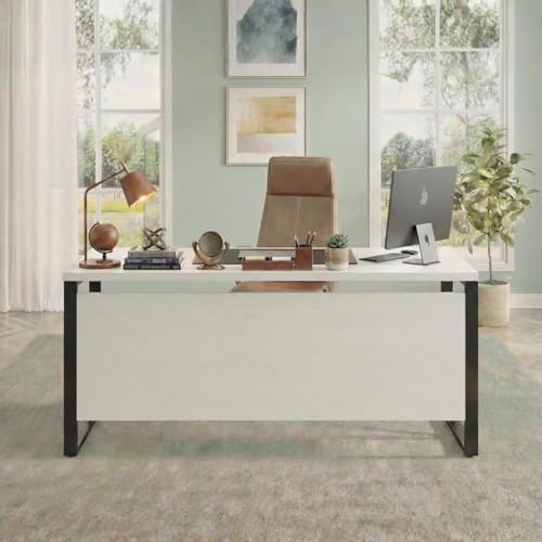 Image of TEKAVO Burako Executive Workstation Table for Home & Office | Office Table for Office Work | 160 cm Long Table and 80 cm Depth with Bottom Storage Shelf - DIY
