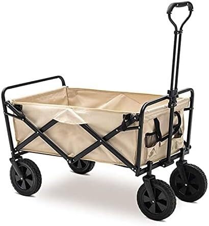Chariot de chariot pliant ELzEy pour camping et jardin avec roues tout-terrain et poignée