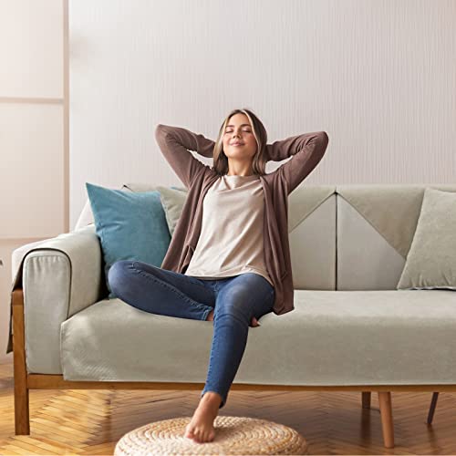 VanderHOME Solid color sofa cover 1/2/3/4 Seater Nano waterproof sofa slipcovers with various sizes Anti Slip Furniture Protector Sofa Cover Armchair covers for dog pets 70 * 70cm-khaki (FL-1ACWf024) - Image 2