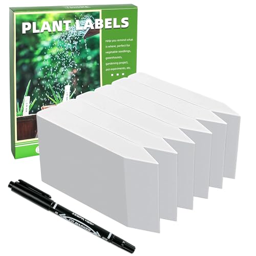 Plant Labels 4 Inch 600Pcs Plastic Plant Name Tags for Seedlings Garden Labels Markers Nursery Plant Tags Seed Labels Stakes with Permanet Marking Pen Plant Markers for Outdoor Garden (White600)