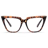 Womens Chic Oversized CatEye Blue Light Blocking Reading Glasses Big Eyeglass Frames Large lens Computer Readers (Leopard, 1.0)