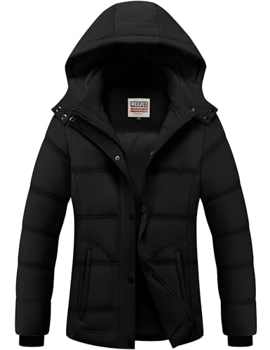 WULFUL Women's Winter Coats Lightweight Warm Thicken Puffer Jacket Waterproof Quilted Winter Jackets with Removable Hood