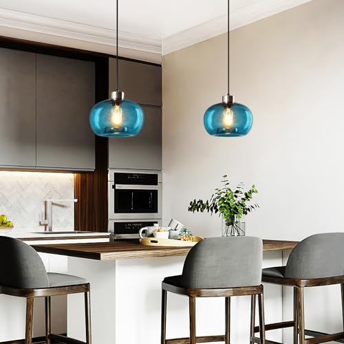 Lbsqj Blown Glass Pendant Lights Kitchen Island Modern Brushed Nickel Pendant Light Farmhouse Pendant Lighting For Dining Room Bedroom thumb #1