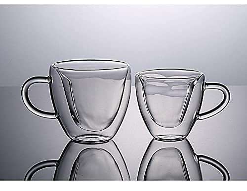 Kit 2 Xícaras Coração Vidro Duplo 150ml - Zamun - copo de parede dupla, copo para café e chá, copo c