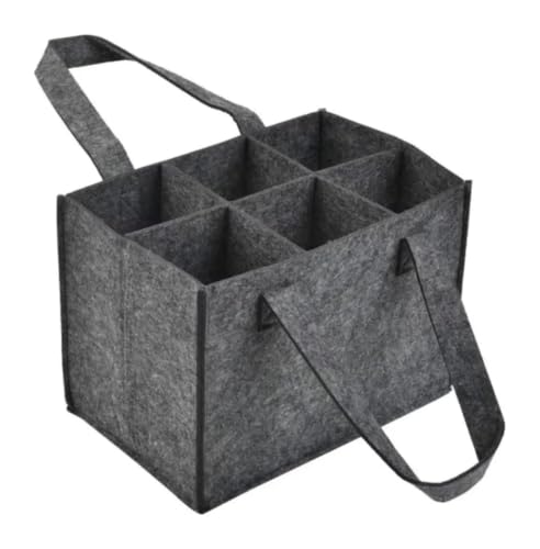 Bolsa de fieltro para vino de 6 botellas, pack de 2 organizadores lavables con mango