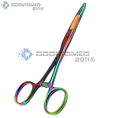 Image of Multi Titanium Rainbow Color Hemostat with Scissors 5.5 inch Stainless Steel (OdontoMed2011)