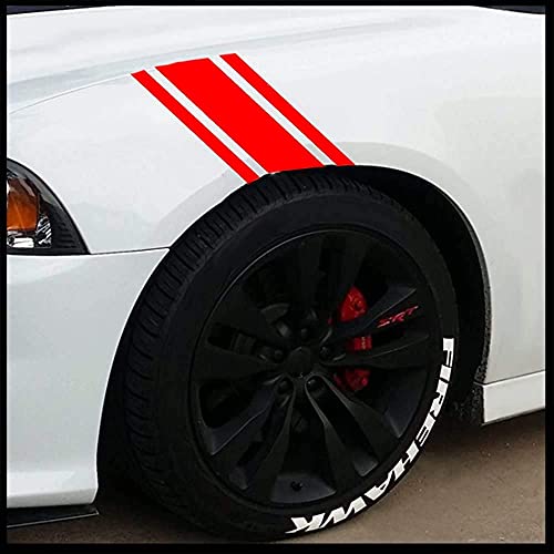 Madelyn 50Inx 10In Car Hood Stripe Sticker Auto Racing Body Side Stripe Decal Skirt Roof Hood Bumper Stripe Decal Vinyl Modified Stripe Decal Decoration For Car(Red) #TOP4