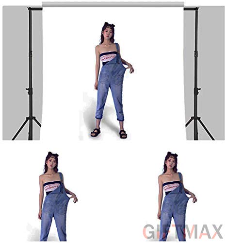 Image of GiftMax Photography Stand Kit Background Support System Kit Portable Foldable and Bag with Color Screen White 8 x12 FT