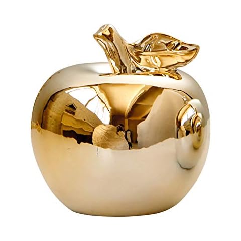 Canghai Deko Apfel, Weißes Porzellan Keramik Gold/Silber Apfel Dekorative Figur Künstlerische Statue, Küche Esstischschmuck Cover